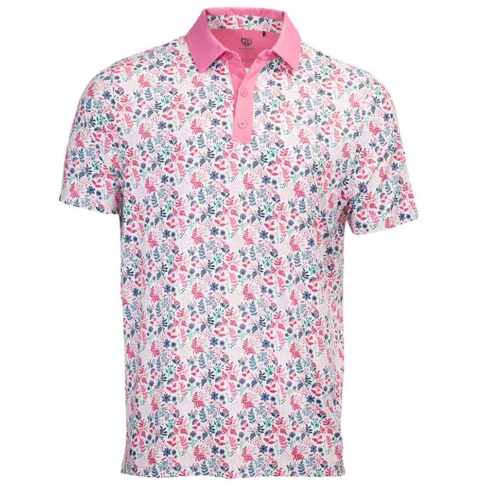 Graham Luxe White Pink Winter Flower Polo Size M